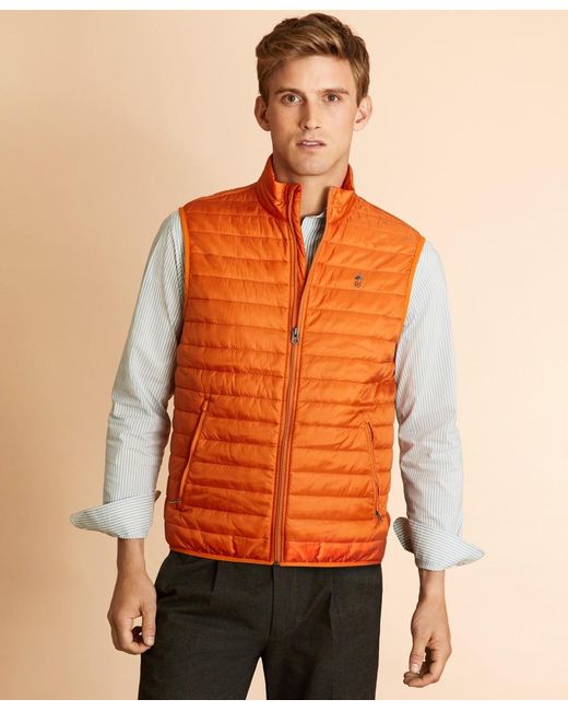 Brooks Brothers Orange Water-resistant Puffer Vest for men