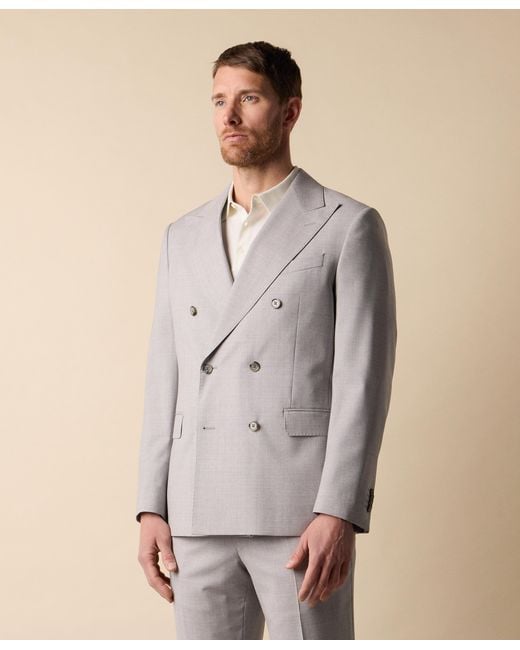 Brooks Brothers White Double Breasted Weave Virgin Wool Suit for men