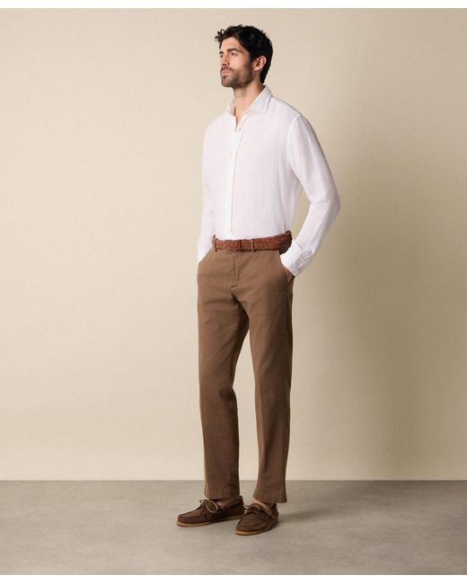 Brooks Brothers White Regular Fit Linen Shirt With Spread Collar for men