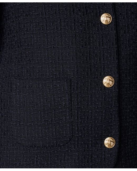 Brooks Brothers Blue Collarless Buttons Wool Jacket
