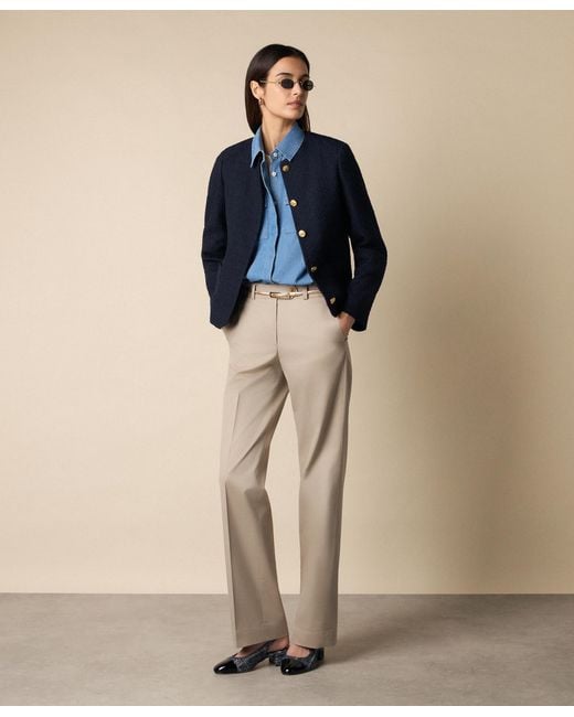 Brooks Brothers Blue Collarless Buttons Wool Jacket