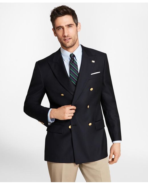 Brooks Brothers Blue Country Club Saxxon Wool Double-breasted Blazer for men