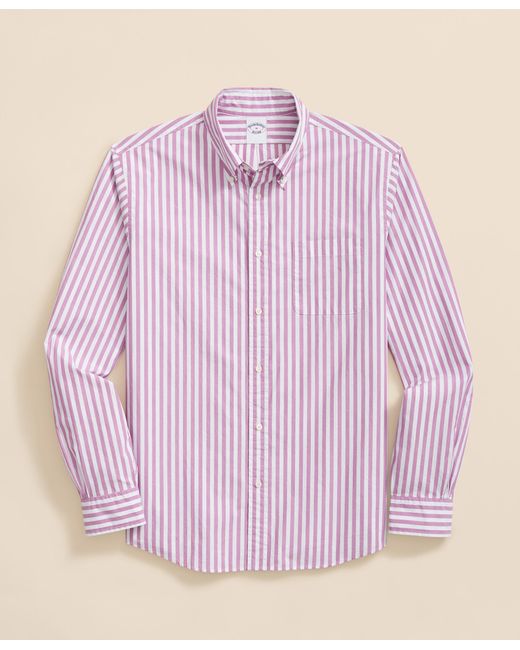 Brooks Brothers Pink Regular Fit Striped Poplin Button Down Shirt for men
