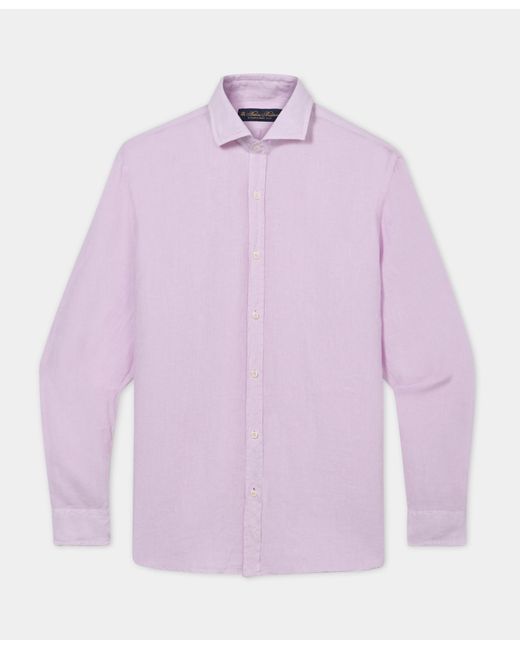 Brooks Brothers Pink Regular Fit Linen Shirt With Spread Collar for men