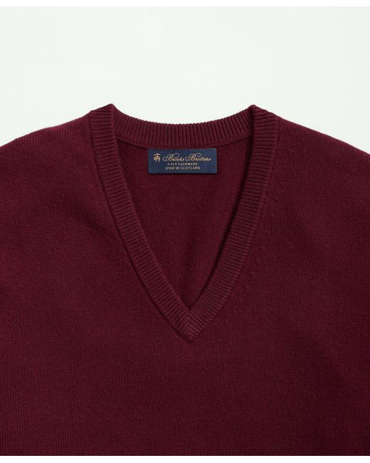 Brooks Brothers Red 3-ply Cashmere V-neck Sweater for men