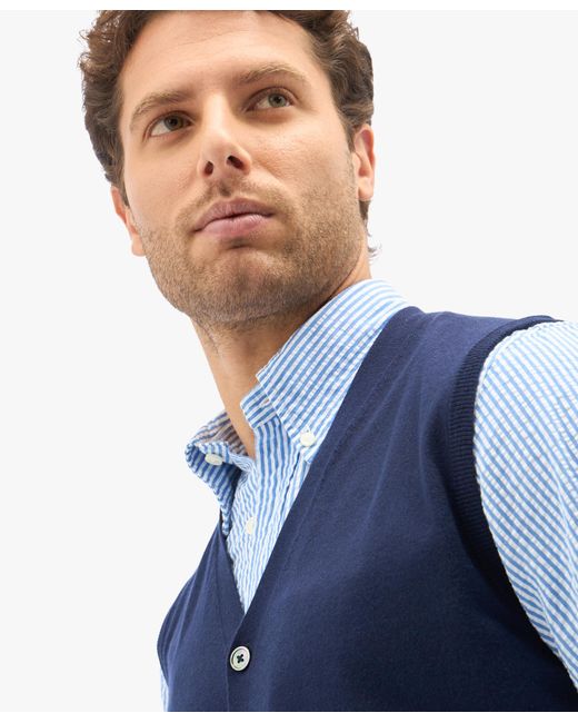 Navy Silk-cashmere Blend Sweater Vest di Brooks Brothers in Blue da Uomo
