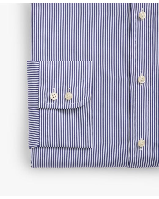 Brooks Brothers Blue Striped Regular Fit Thomas Mason Dress Shirt With English Spread Collar for men