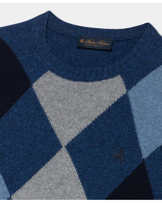 Brooks Brothers Blue Argyle Intarsia Sweater for men