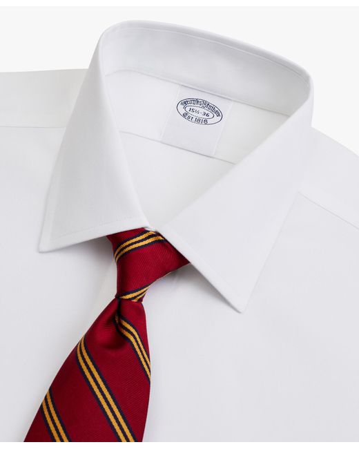 Brooks Brothers White Slim Fit Non-Iron Oxford Pinpoint Shirt With Ainsley Collar for men