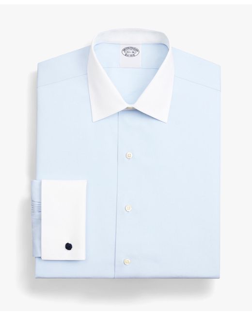 Brooks Brothers White Light Regular Fit Non-Iron Stretch Supima Cotton Pinpoint Oxford Cloth Dress Shirt With Ainsley Collar for men