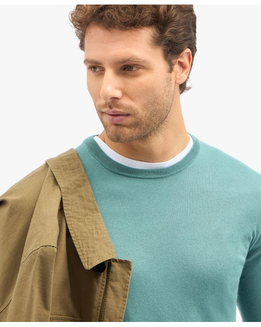 Sage Silk-cashmere Blend Crew-neck Sweater Brooks Brothers de hombre de color Green