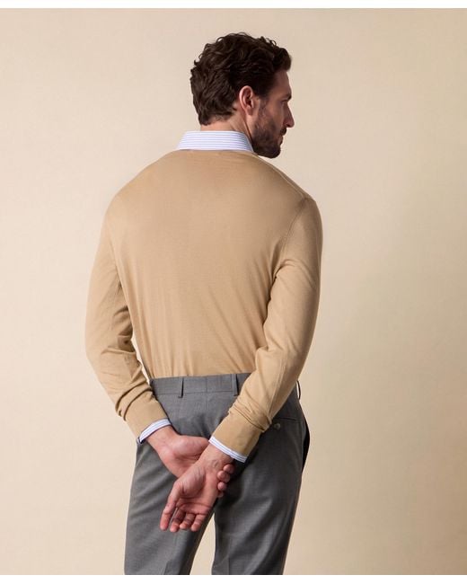 Brooks Brothers Natural Merino Wool Crewneck Sweater for men