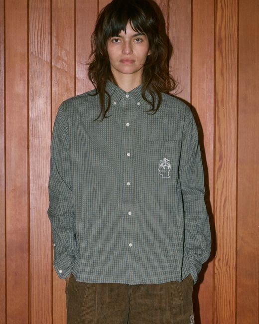 Brooks Brothers Green Brain Dead X California Check Oxford Button Up Shirt for men