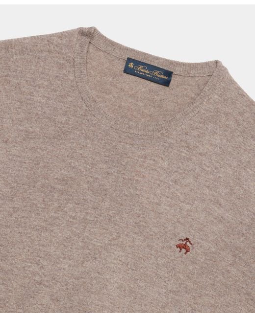 Brooks Brothers Brown Lambswool Crewneck Sweater With Logo for men