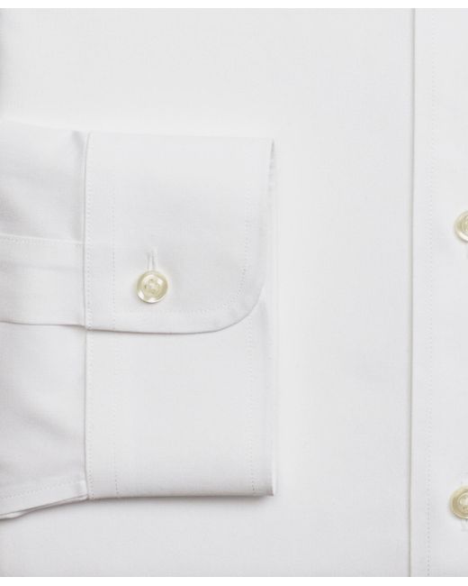 Brooks Brothers White Slim Fit Non-Iron Stretch Cotton Dress Shirt With Ainsley Collar for men
