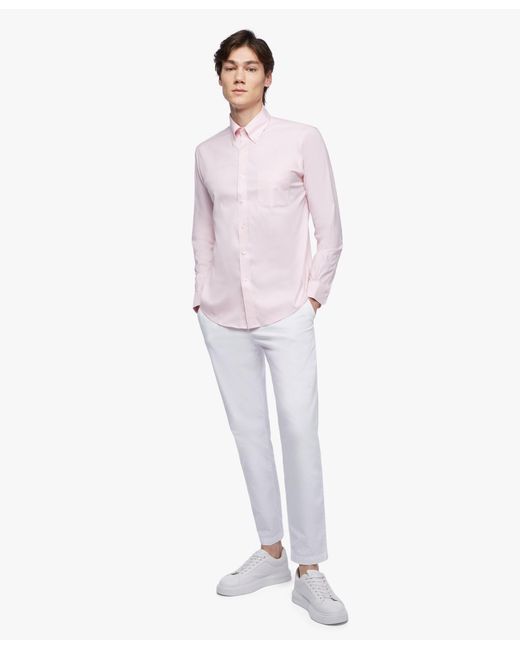 Brooks Brothers Pink Regular Fit Non-Iron Supima Oxford Pinpoint Shirt With Button Down Collar for men