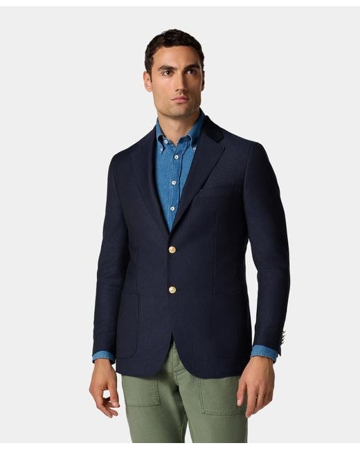 Brooks Brothers Blue Virgin Wool Hopsack Blazer for men