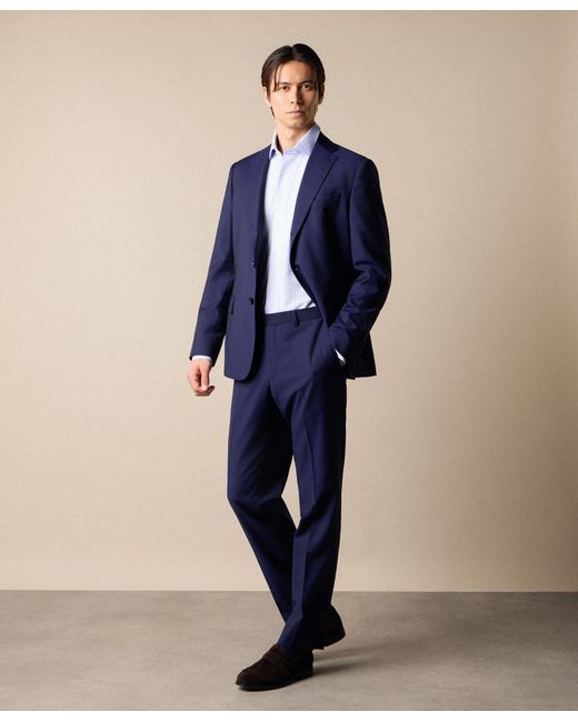Brooks Brothers Blue Slim Fit Non-Iron Performance Shirt With Ainsley Collar for men