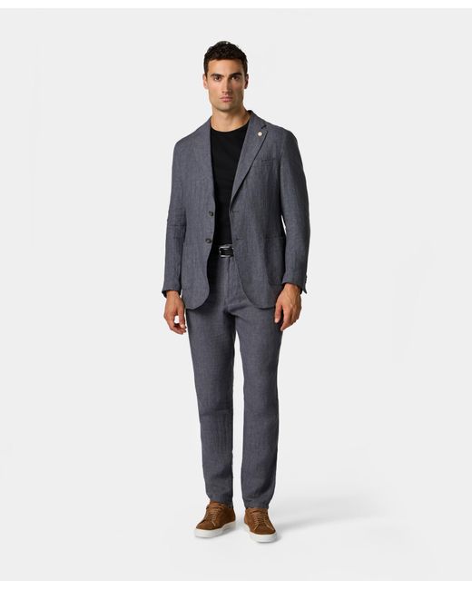 Brooks Brothers Gray Linen Single-Breasted Blazer for men