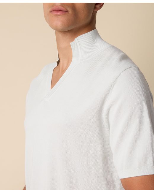 Brooks Brothers White Open Collar Piqué Knit Polo for men
