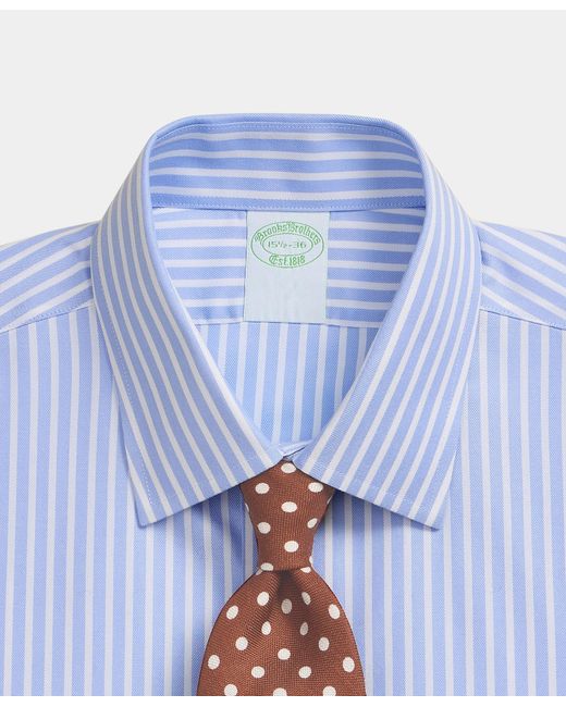 Brooks Brothers Blue Slim Fit Non-Iron Performance Shirt With Ainsley Collar for men