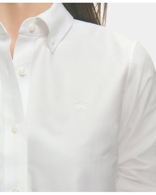 Camisa Oxford De Corte Clásico Con Botonadura Brooks Brothers de color White