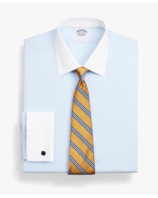 Brooks Brothers White Light Regular Fit Non-Iron Stretch Supima Cotton Pinpoint Oxford Cloth Dress Shirt With Ainsley Collar for men