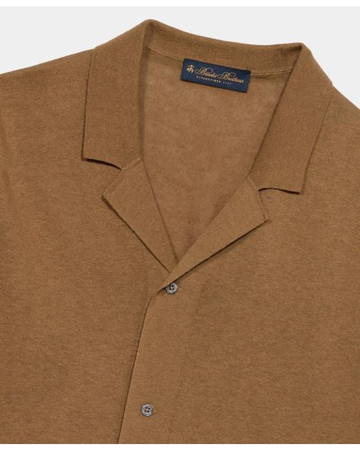 Brooks Brothers Brown Cotton-Linen Knit Polo Shirt for men