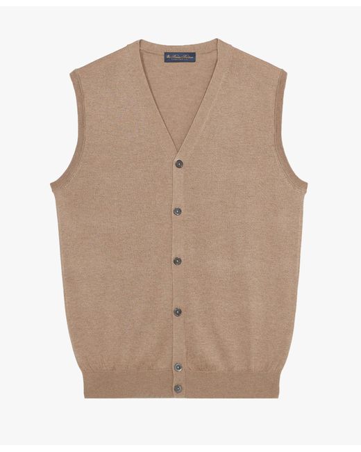 Beige Silk-cashmere Blend Sweater Vest Brooks Brothers de hombre de color Multicolor