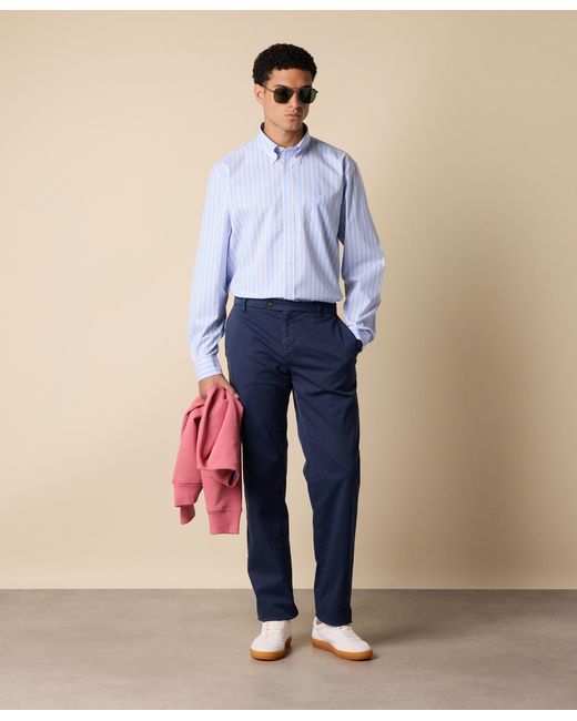 Brooks Brothers Blue Stretch Cotton Twill Chino for men
