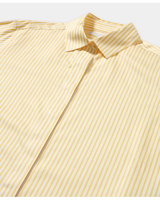 Relaxed Fit Cotton Satin Striped Shirt di Brooks Brothers in Natural