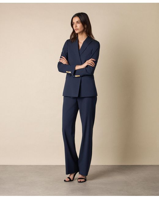 Brooks Brothers Blue Straight Wool Blend Trousers