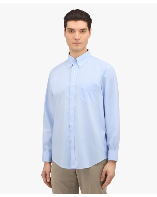 Light Blue Traditional Fit Stretch Supima Cotton Non-iron Dress Shirt With Button-down Collar Brooks Brothers de hombre
