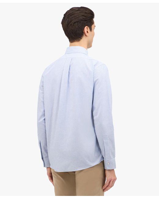 Brooks Brothers Blau Gestreiftes Regular-fit Non-iron Us Oxford-anzughemd Mit Button-down-kragen in Blue für Herren