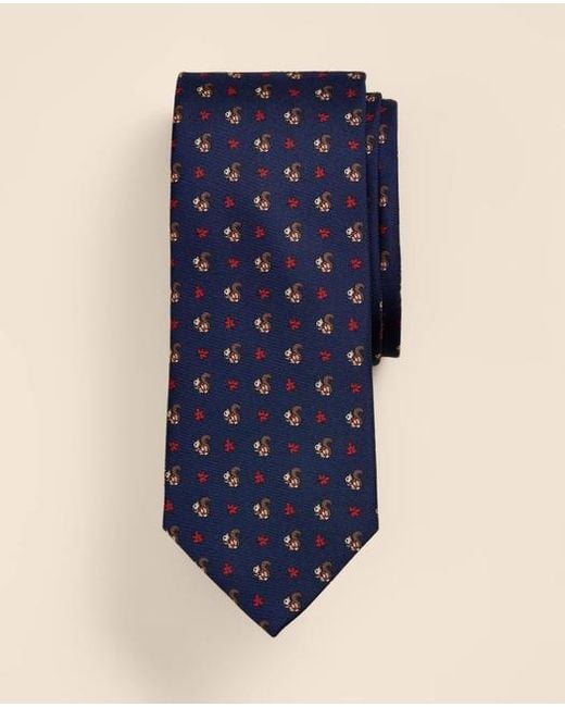 Brooks Brothers Blue Silk Squirrel Tie for men