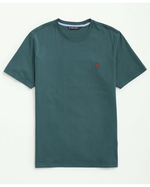Brooks Brothers Green Washed Supima Cotton Logo Crewneck T-shirt for men