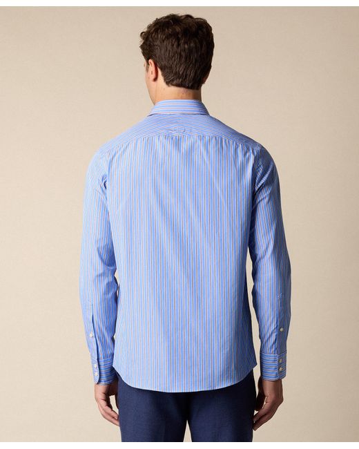 Brooks Brothers Blue Thomas Mason Striped Regular Fit Cotton Shirt With Ainsley Collar for men