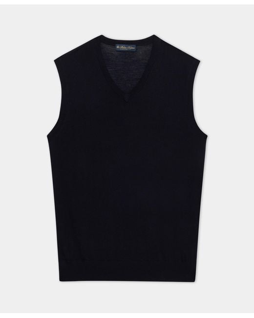 Brooks Brothers Blue Merino Wool Sweater Vest for men