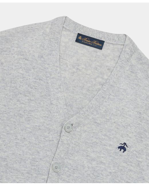 Brooks Brothers Gray Lambswool Cardigan With Logo for men