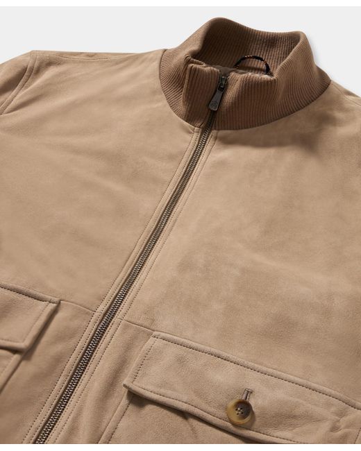 Brooks Brothers Natural Bomber Suede Jacket for men