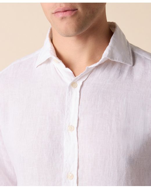 Brooks Brothers White Slim Fit Linen Shirt With Spread Collar for men