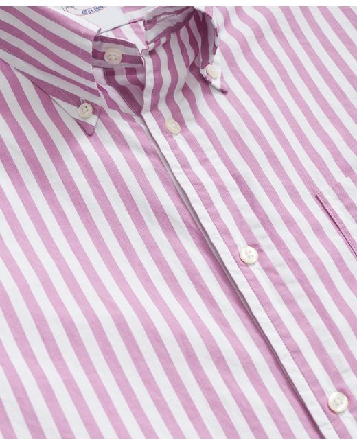 Brooks Brothers Pink Regular Fit Striped Poplin Button Down Shirt for men