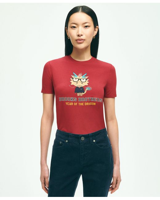 Brooks Brothers Red Cotton Lunar New Year Graphic T-shirt
