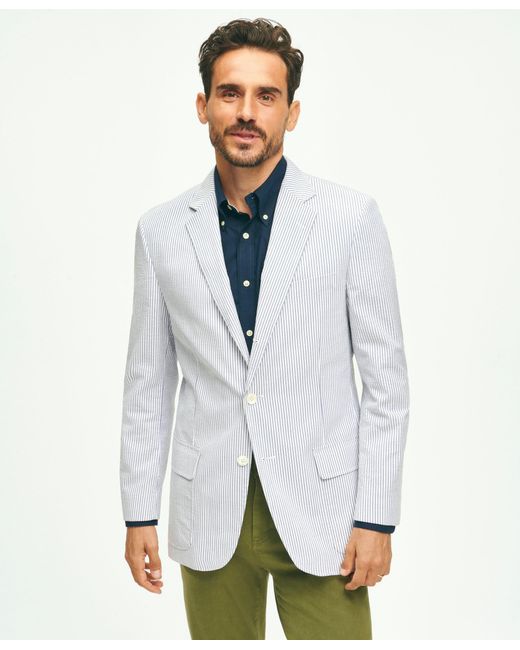 Brooks Brothers White Traditional Fit Archive-inspired Seersucker Sport Coat In Cotton for men