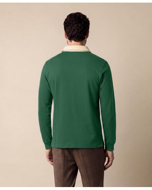 Brooks Brothers Green Rugby Polo With Corduroy Collar for men