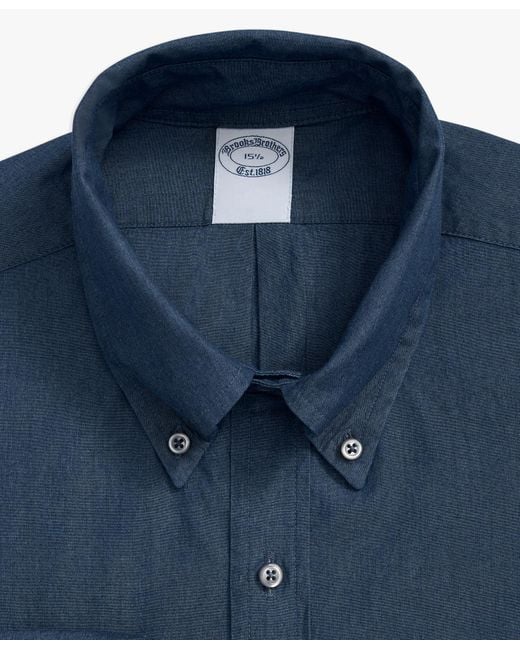 Brooks Brothers Blaues Regular-fit Anzughemd Aus Chambray-baumwolle Mit Button-down-polokragen in Blue für Herren