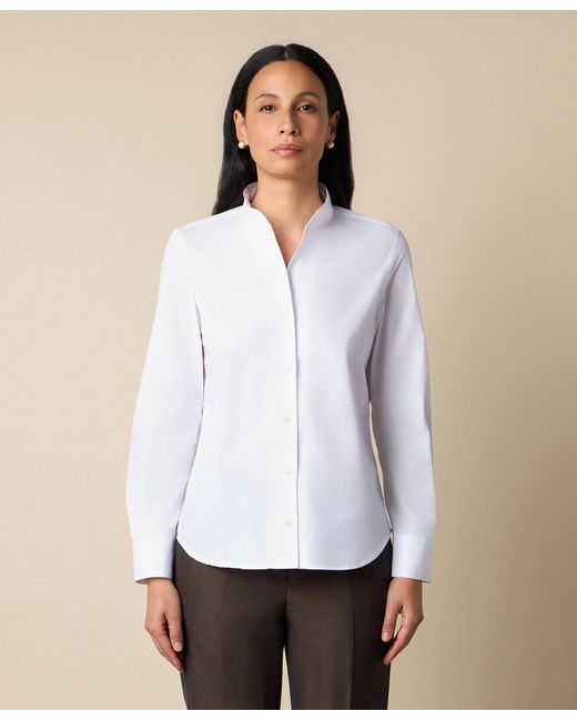 Brooks Brothers White Poplin Shirt With Stand Collar