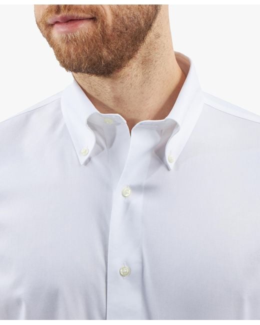 White Regular Fit Non-iron Stretch Supima Cotton Twill Dress Shirt With Button Down Collar di Brooks Brothers in Blue da Uomo