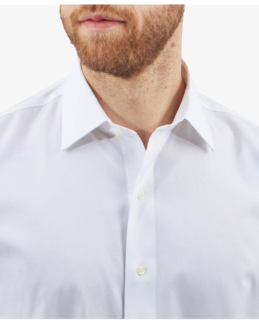 Brooks Brothers White Slim Fit Non-Iron Oxford Pinpoint Shirt With Ainsley Collar for men