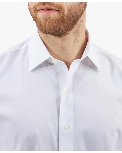 Brooks Brothers White Slim Fit Non-Iron Oxford Pinpoint Shirt With Ainsley Collar for men
